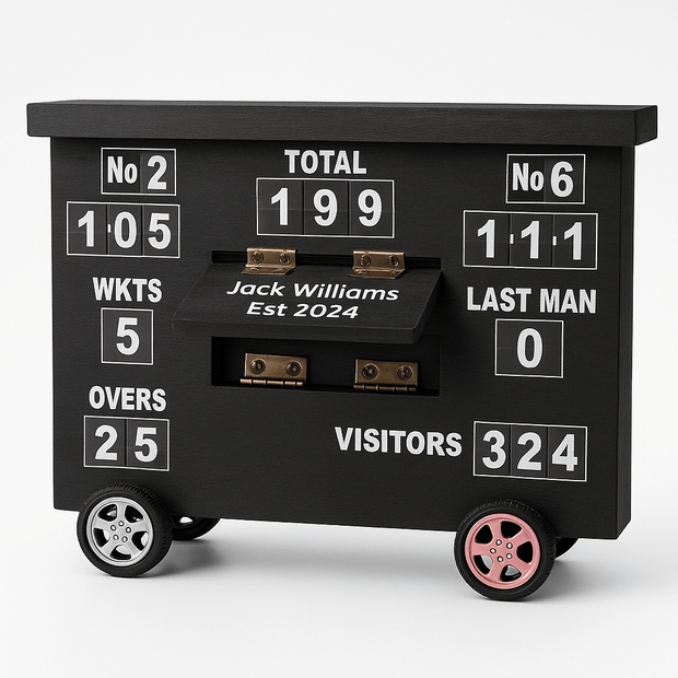 Personalised Cricket Scoreboard Desk Tidy –  Desktop Accessory for Cricket Fans