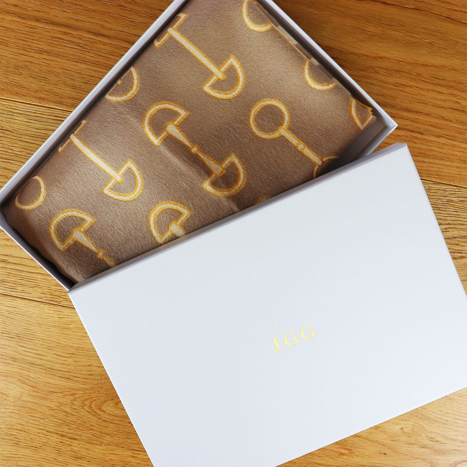 Snaffle Bit Print Scarf (Camel & Cream)