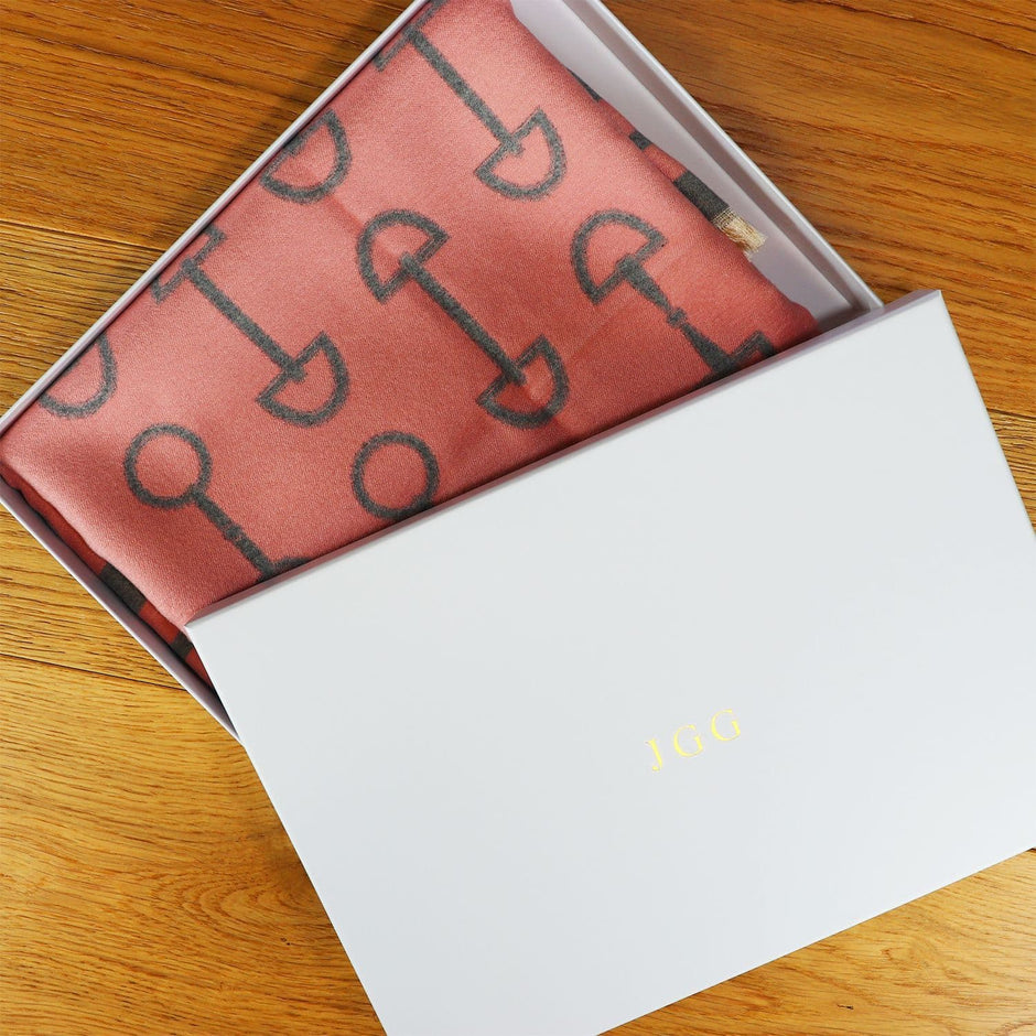 Snaffle Bit Print Scarf (Grey & Pink)