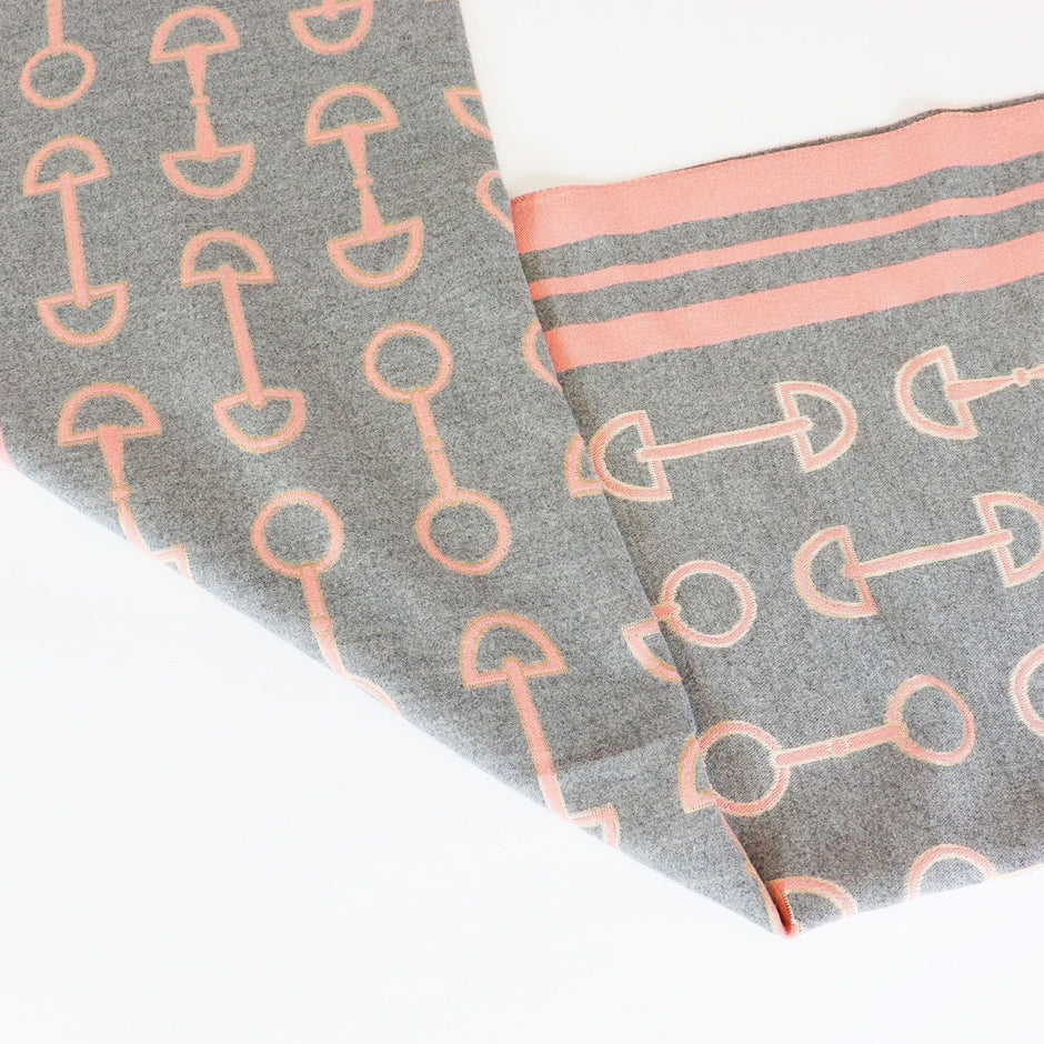Snaffle Bit Print Scarf (Grey & Pink)