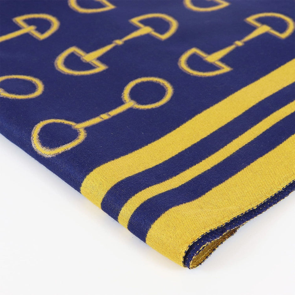 Snaffle Bit Print Scarf (Navy Blue & Yellow)