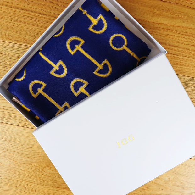 Snaffle Bit Print Scarf (Navy Blue & Yellow)