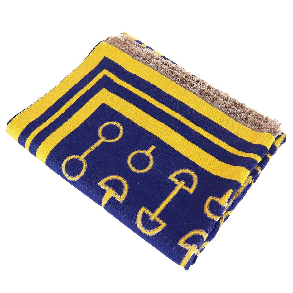 Snaffle Bit Print Scarf (Navy Blue & Yellow)