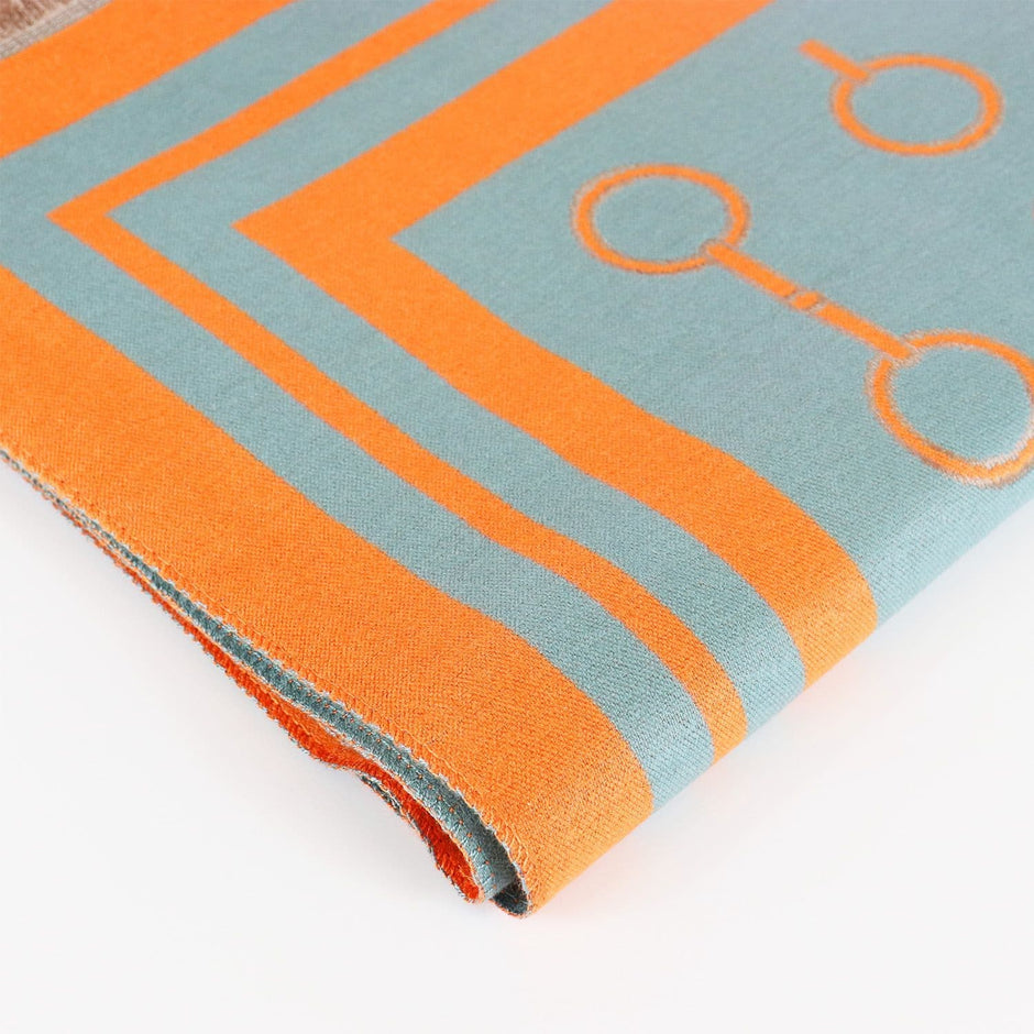 Snaffle Bit Print Scarf (Petrol Blue & Orange)