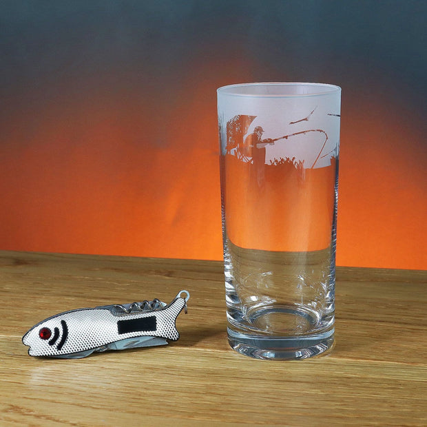 Fishing Themed Highball Tumbler Glass