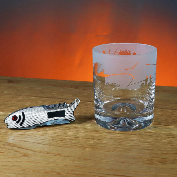 Fishing Themed Whisky Tumbler Glass