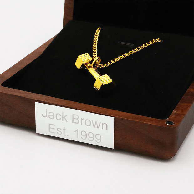 Personalised Dumbbell Necklace (Gold)