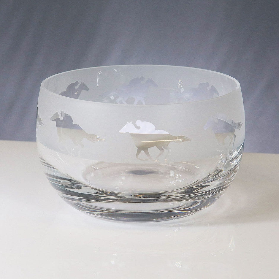 Horse Racing Themed Crystal Snack Bowl