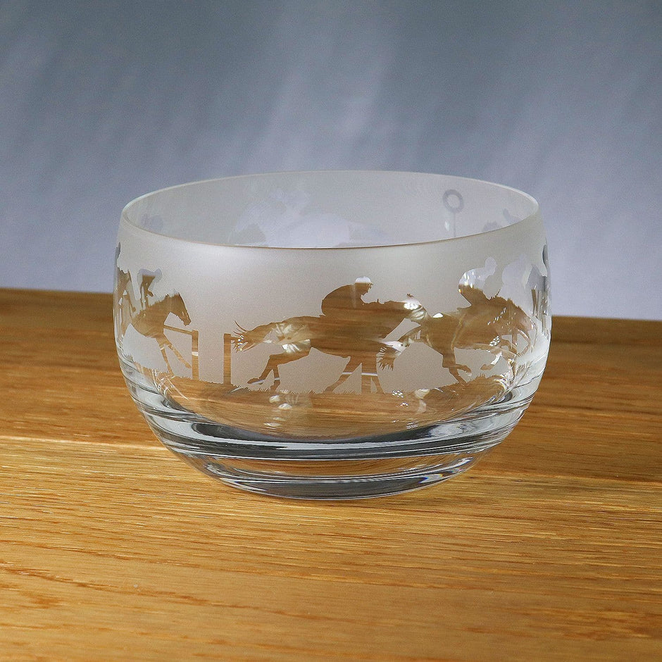 Horse Racing Themed Crystal Snack Bowl