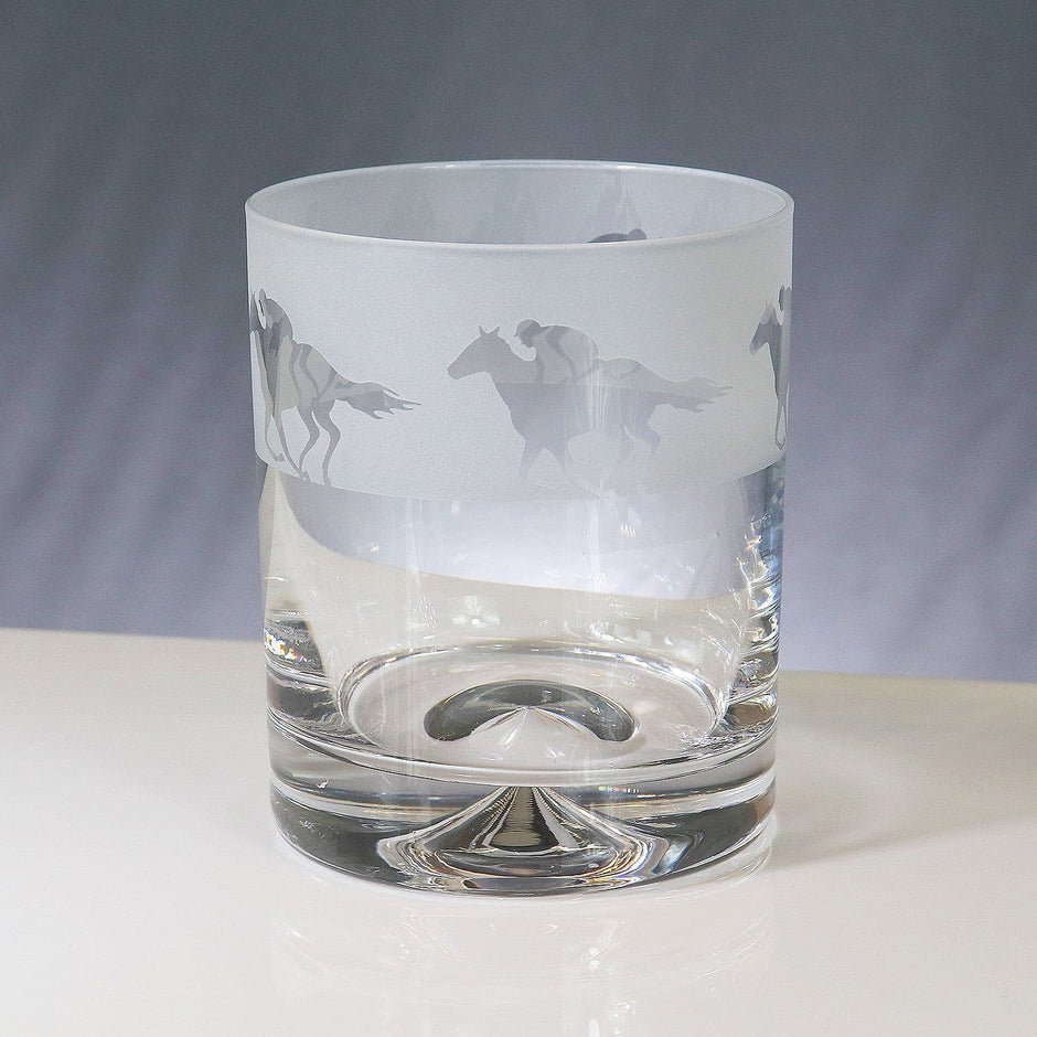 Horse Racing Themed Whisky Tumbler Glass