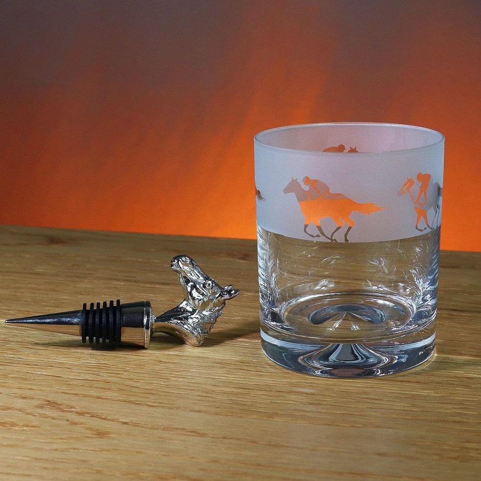 Horse Racing Themed Whisky Tumbler Glass