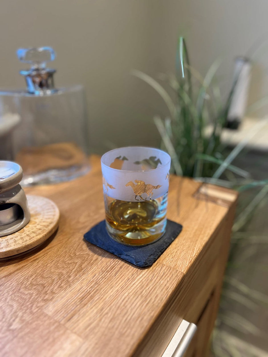 Horse Racing Themed Whisky Tumbler Glass