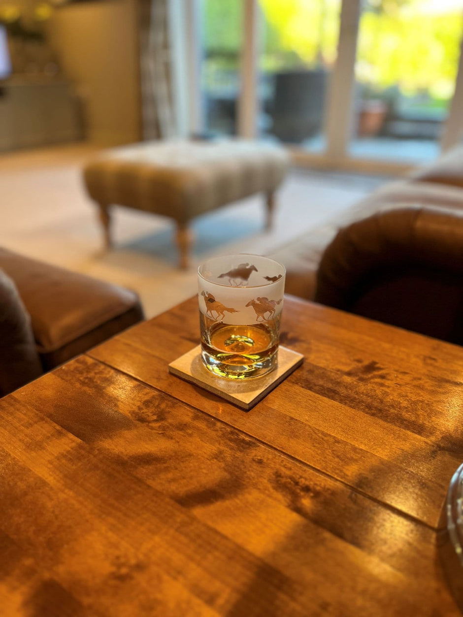 Horse Racing Themed Whisky Tumbler Glass
