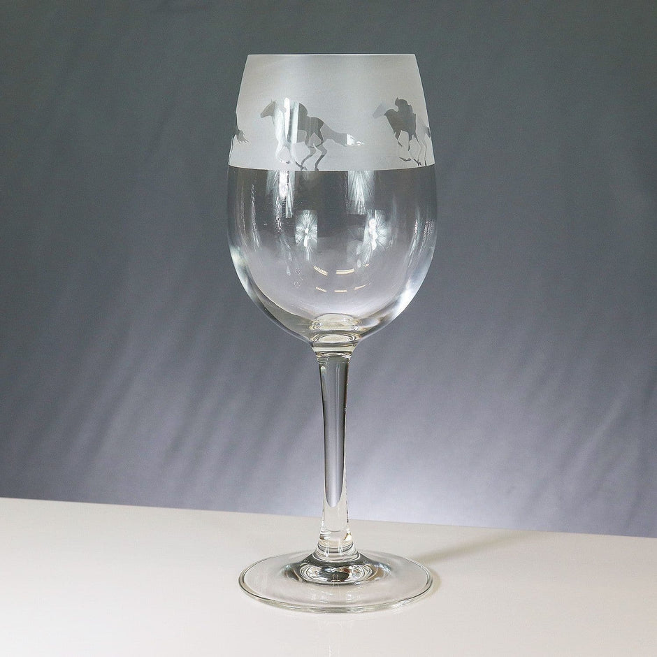 Horse Racing Themed Wine Glass