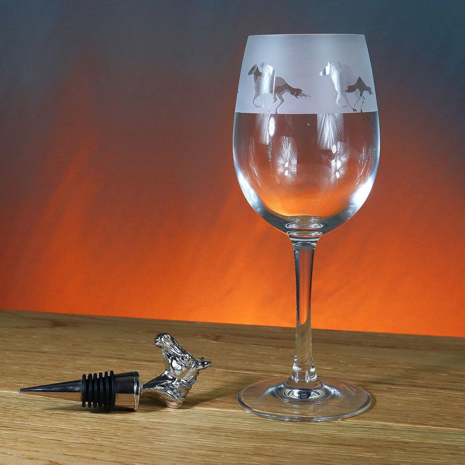 Horse Racing Themed Wine Glass