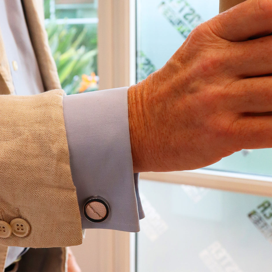 Personalised Leather Rugby Ball Cufflinks