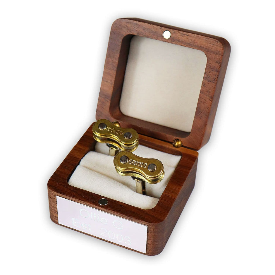 Personalised Bike Chain Cufflinks Gold