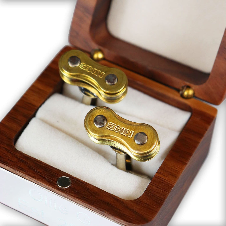 Personalised Bike Chain Cufflinks Gold