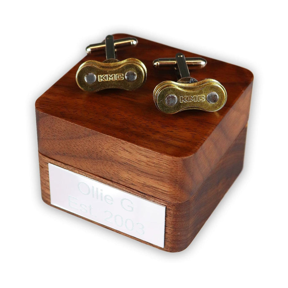 Personalised Bike Chain Cufflinks Gold