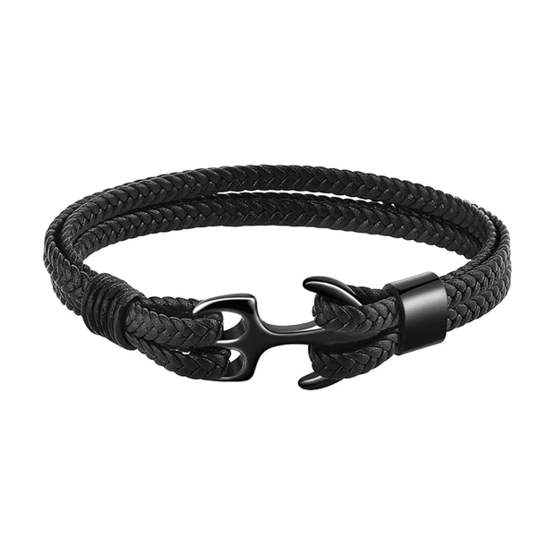 Personalised Black Anchor Bracelet