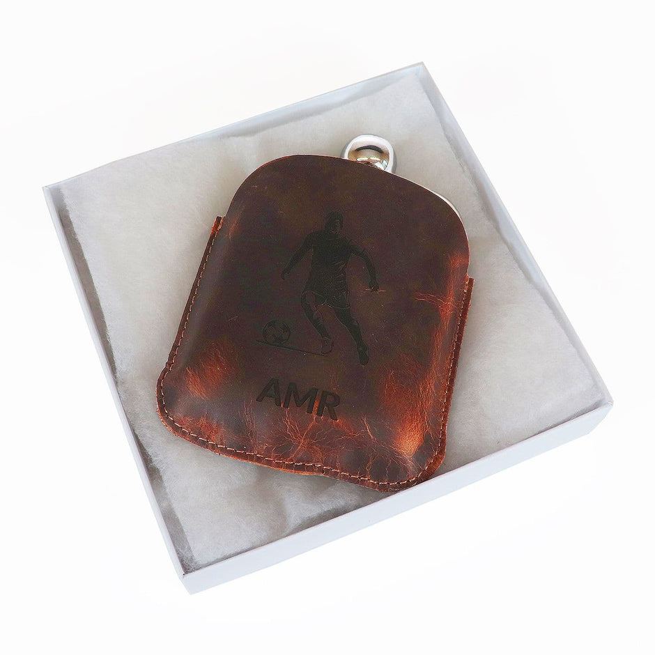 Personalised Buffalo Leather Sports Hipflask
