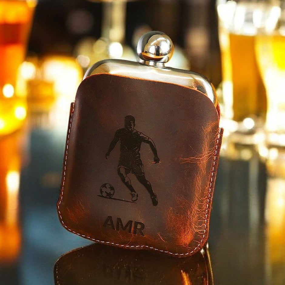 Personalised Buffalo Leather Sports Hipflask