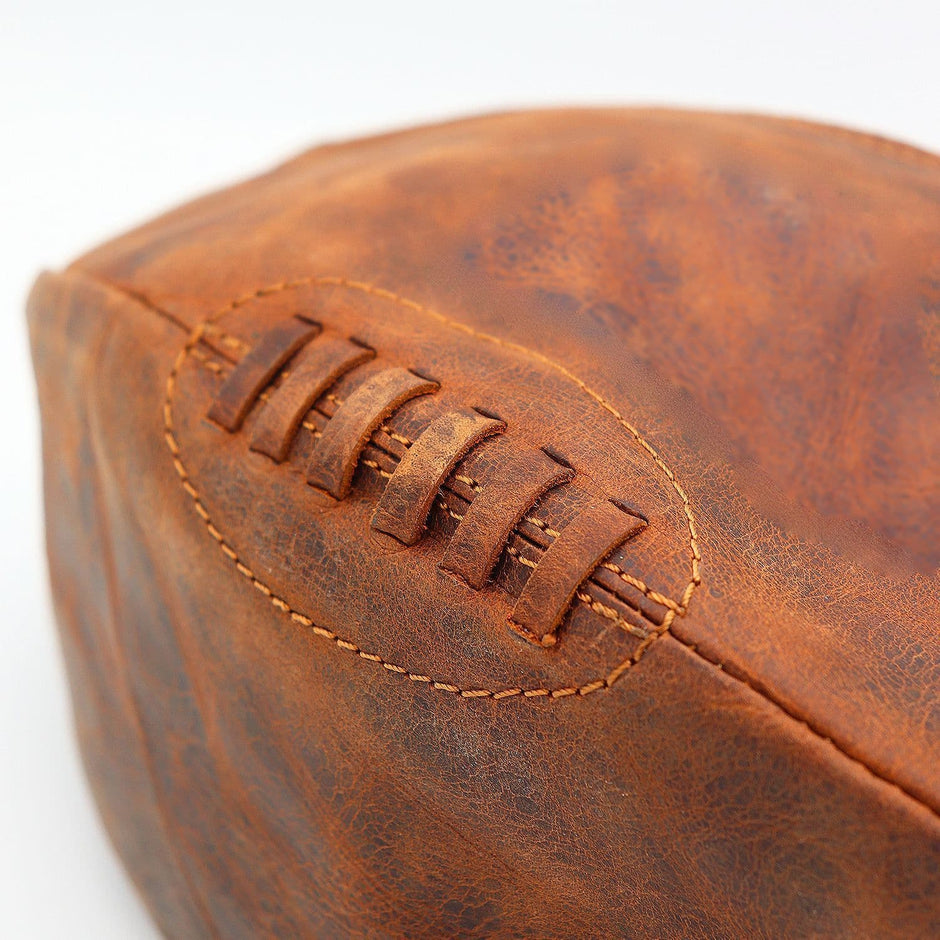 Personalised Leather Rugby Ball Wash Bag