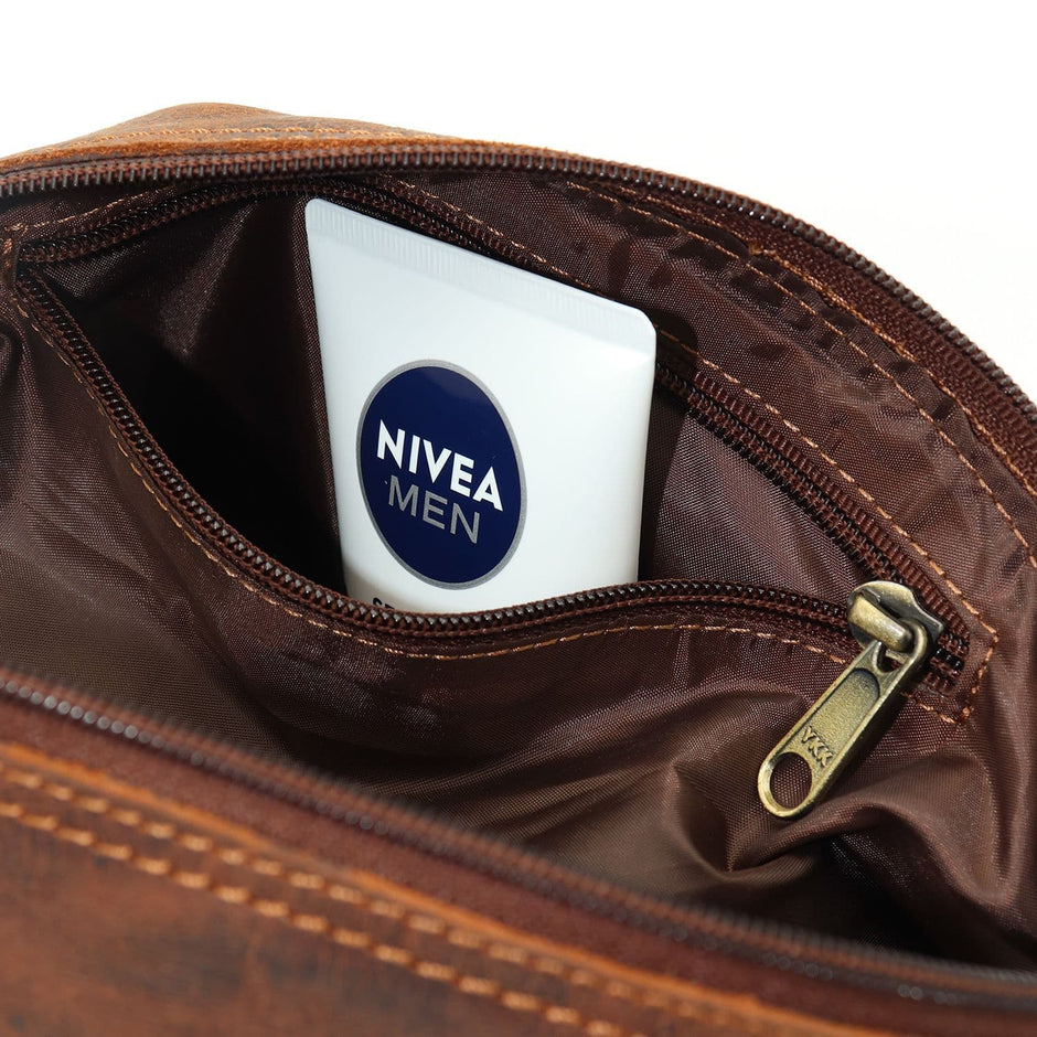 Personalised Leather Rugby Ball Wash Bag