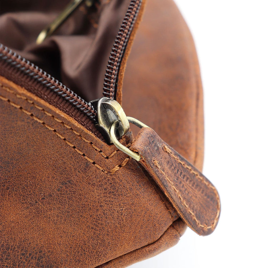 Personalised Leather Rugby Ball Wash Bag