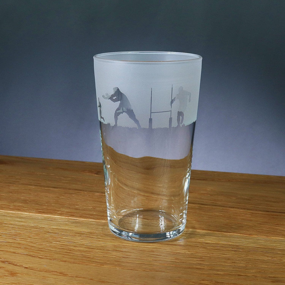 Rugby Themed Pint Glass