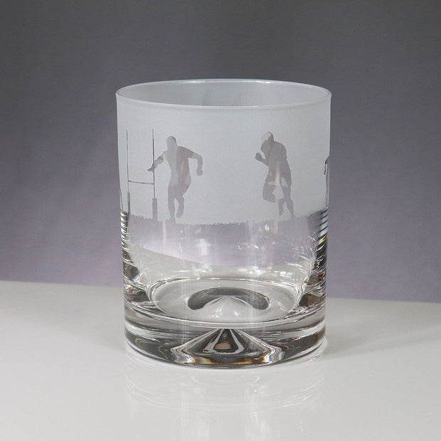 Rugby Themed Whisky Tumbler Glass