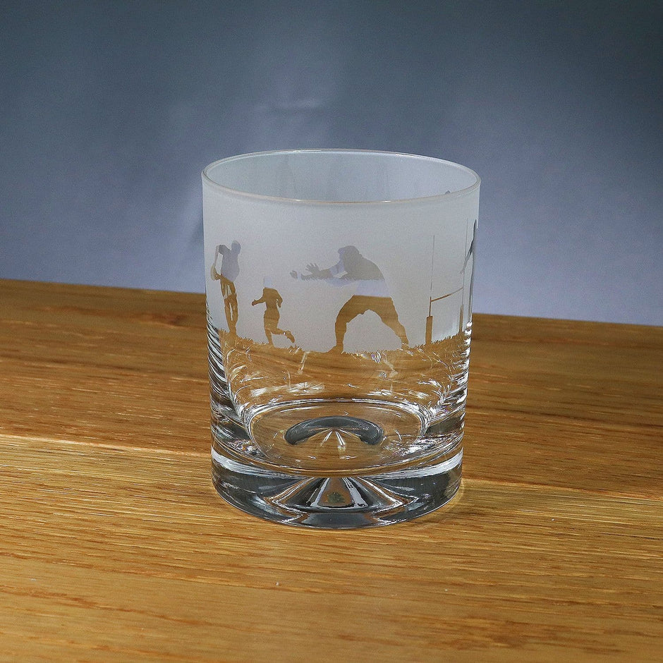 Rugby Themed Whisky Tumbler Glass