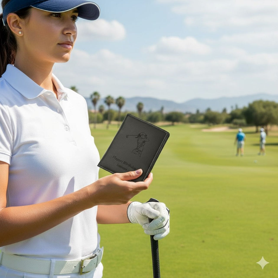 Personalised Leather Golf Scorecard: Handmade Luxury Golf Gift