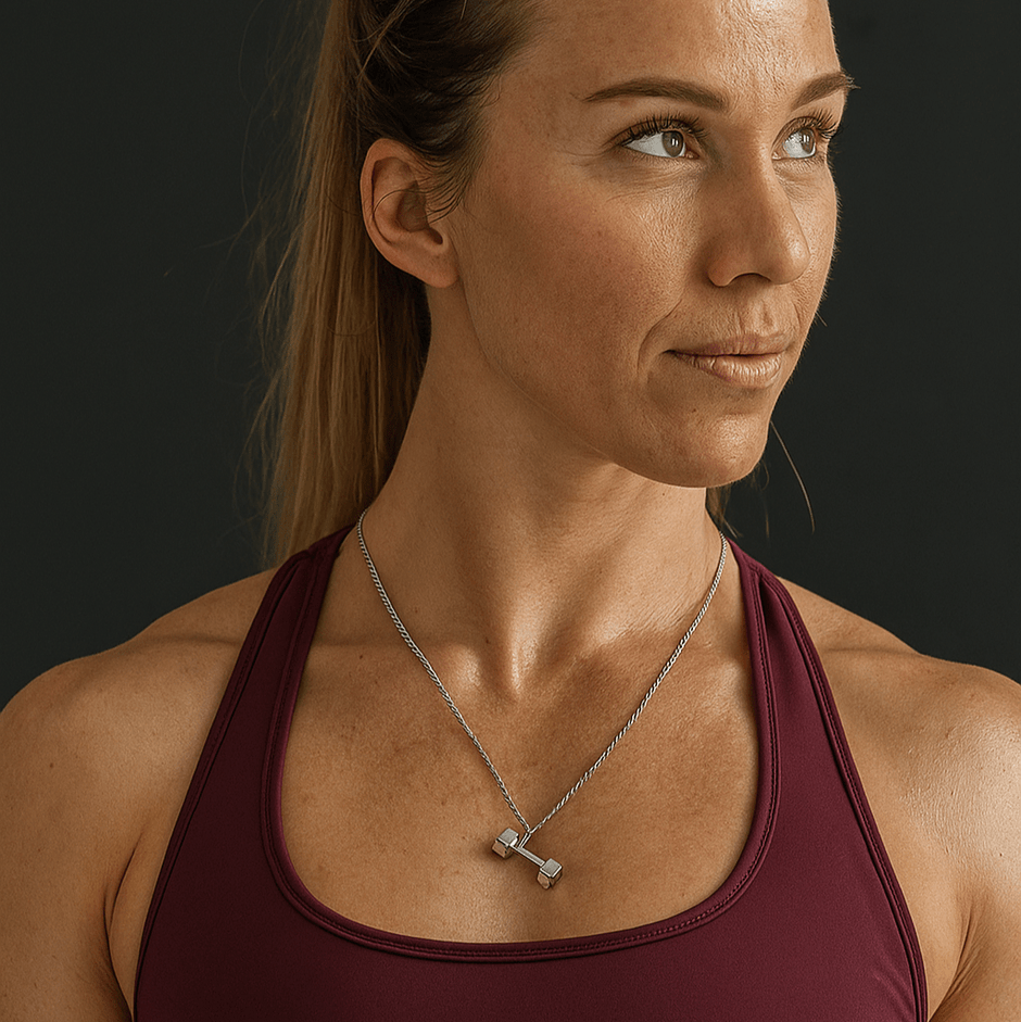 Personalised Dumbbell Necklace (Silver)