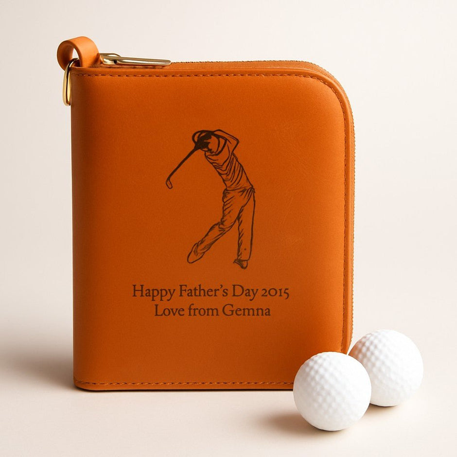 Personalised Golfer’s Accessory Gift Set – Tan Leather Case