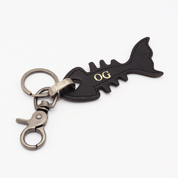Personalised Leather Fishing Keychain