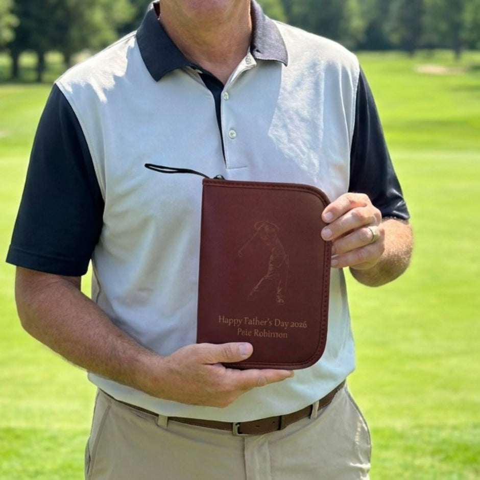 Luxury Personalised Golf Gift Set – PU Leather Golf Accessories Case – Father’s Day Gift for Dad Golfer