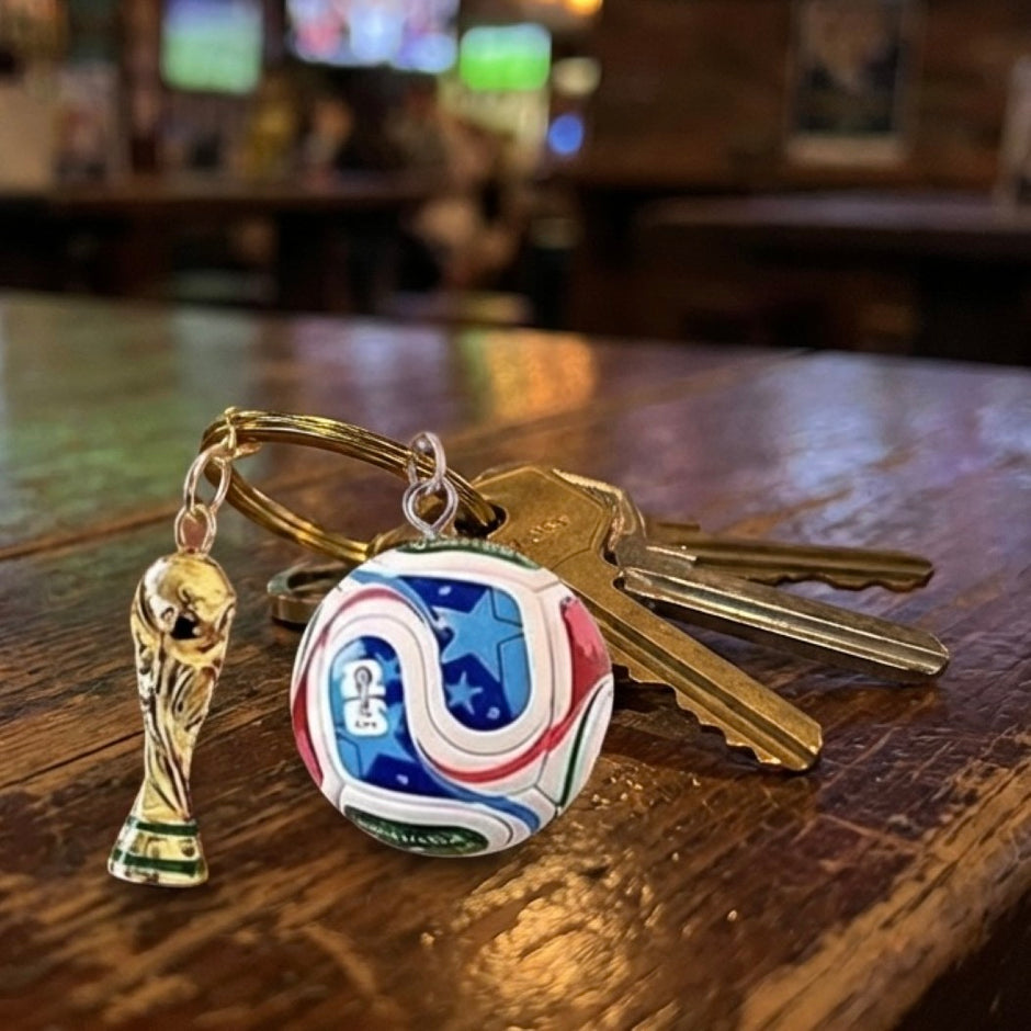 Personalised World Cup Football And Trophy Keychain