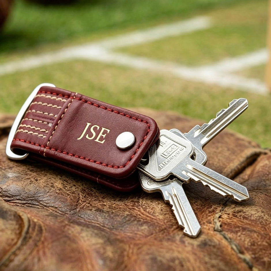 Personalised Cricket Leather Key Holder