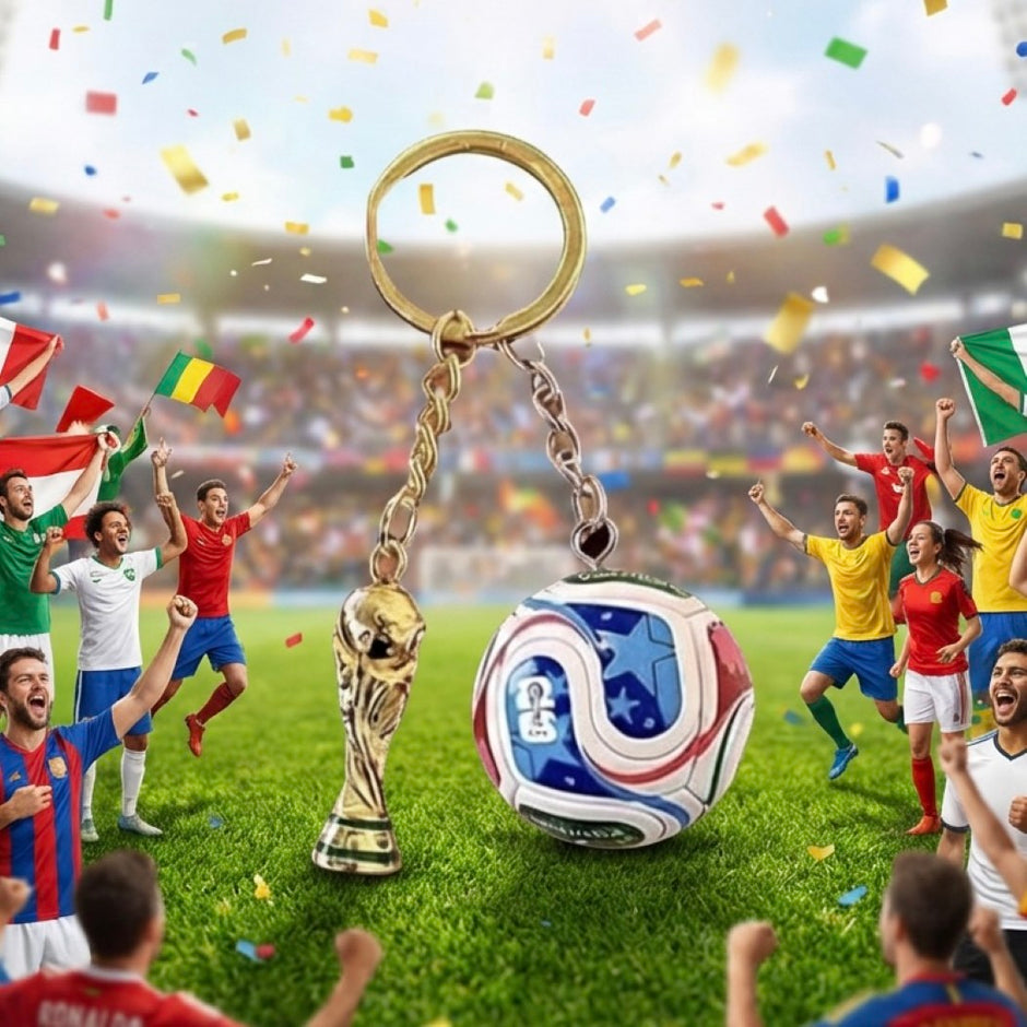 Personalised World Cup Football And Trophy Keychain