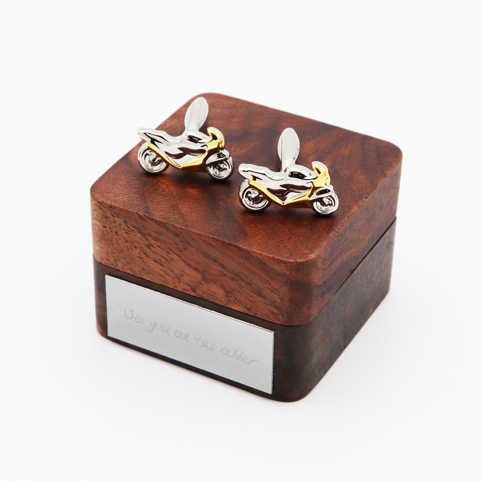 Personalised Two Tone Motorbike Cufflinks