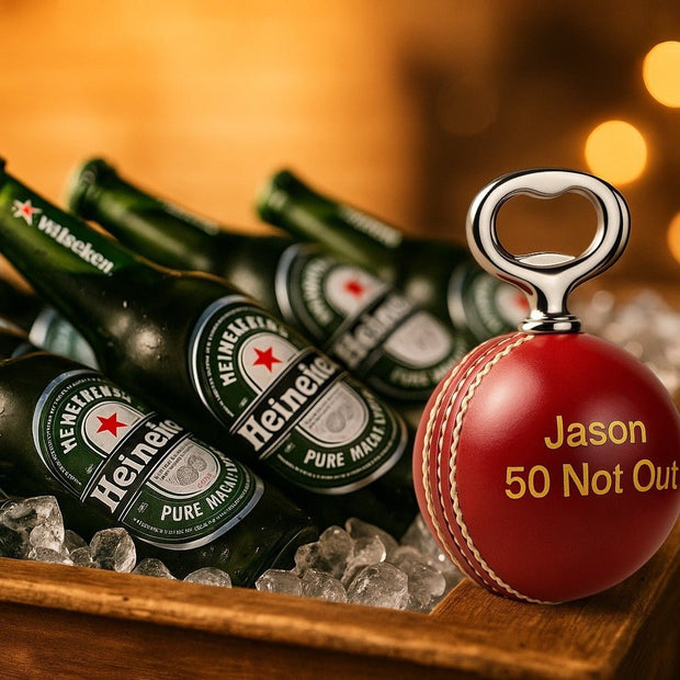 Personalised Cricket Ball Bottle Opener, Full Size Ball