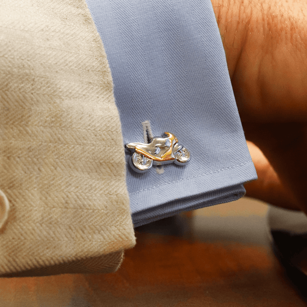 Personalised Two Tone Motorbike Cufflinks