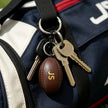 Personalised Brown Vintage Leather Rugby Ball Keyring