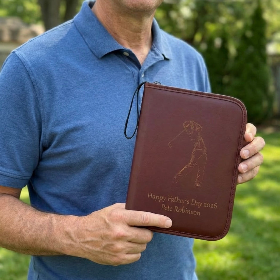 Luxury Personalised Golf Gift Set – PU Leather Golf Accessories Case – Father’s Day Gift for Dad Golfer