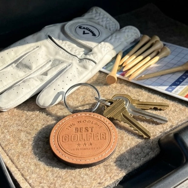 Personalised "World's Best Golfer" Golf Keyring – Vegan Leather Golf Gift For Golfers