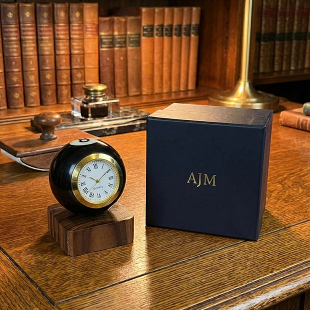 Pool 8 Ball Clock With Personalised Wood Plinth