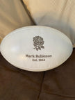 Personalised White Leather Rugby Ball With Your Logo & Text