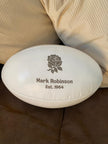 Personalised White Leather Rugby Ball With Your Logo & Text