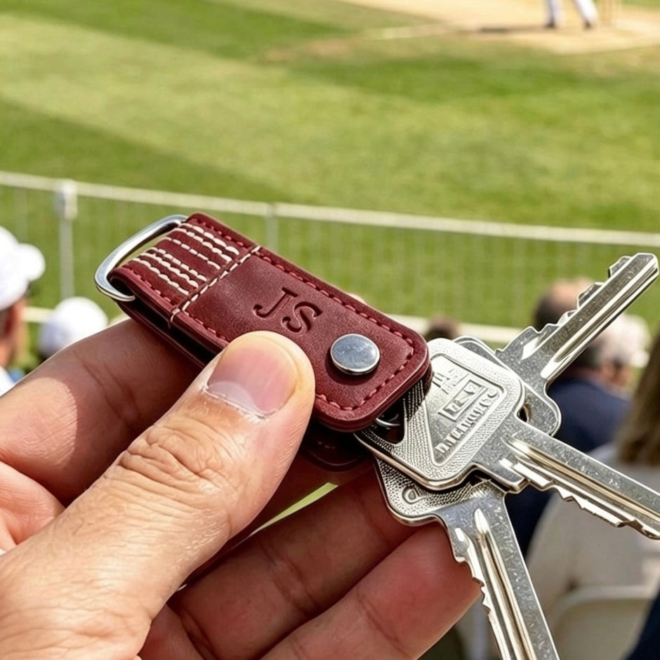 Personalised Cricket Leather Key Holder
